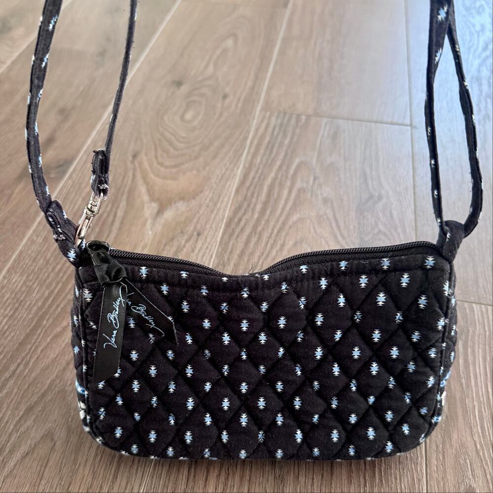 VTG Vera Bradley Mini Bag Alpine Black Crossbody Adjustable USA Made Geometric